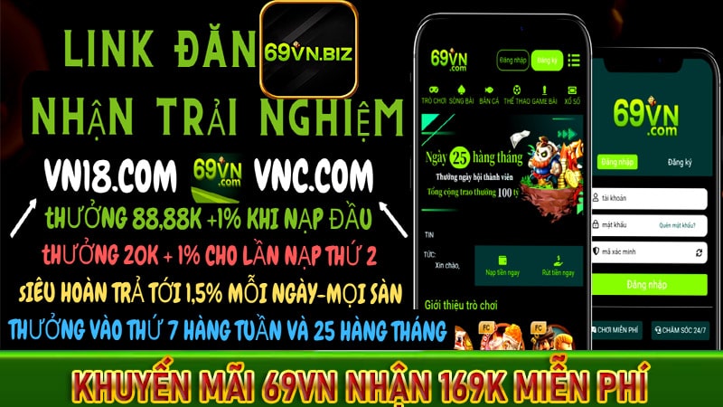 Khám phá chương trình khuyến mãi 69vn nhận 169k miễn phí